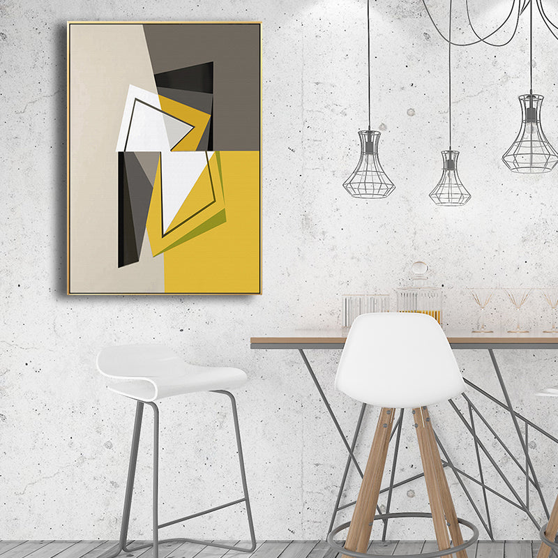 Nordic Geometric Pattern Canvas Playroom Wall Art Print in Yellow, Multiple Sizes Clearhalo 'Arts' 'Canvas Art' 1708485