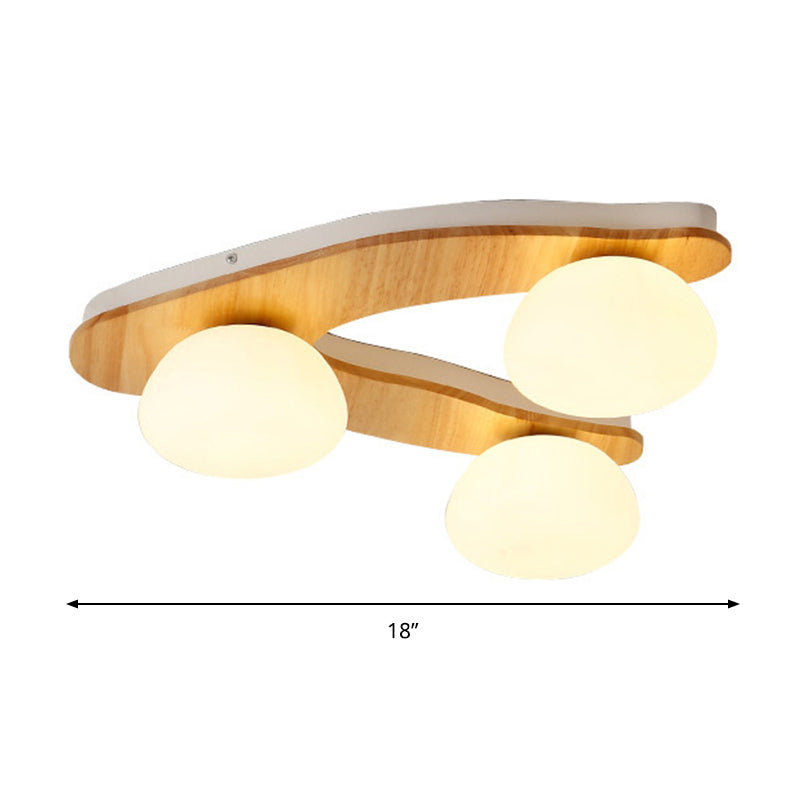 Nordic Stylish Oval Ceiling Mount Light Milk Glass Wood Ceiling Fixture for Study Room Clearhalo 'Ceiling Lights' 'Close To Ceiling Lights' 'Close to ceiling' 'Semi-flushmount' Lighting' 170849