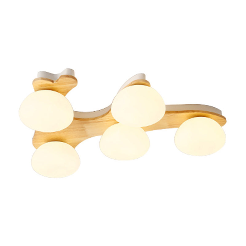 Nordic Stylish Oval Ceiling Mount Light Milk Glass Wood Ceiling Fixture for Study Room Clearhalo 'Ceiling Lights' 'Close To Ceiling Lights' 'Close to ceiling' 'Semi-flushmount' Lighting' 170852