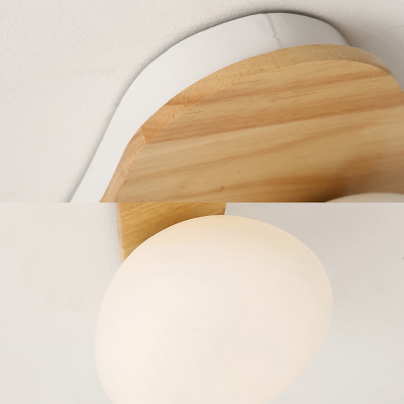 Nordic Stylish Oval Ceiling Mount Light Milk Glass Wood Ceiling Fixture for Study Room Clearhalo 'Ceiling Lights' 'Close To Ceiling Lights' 'Close to ceiling' 'Semi-flushmount' Lighting' 170854