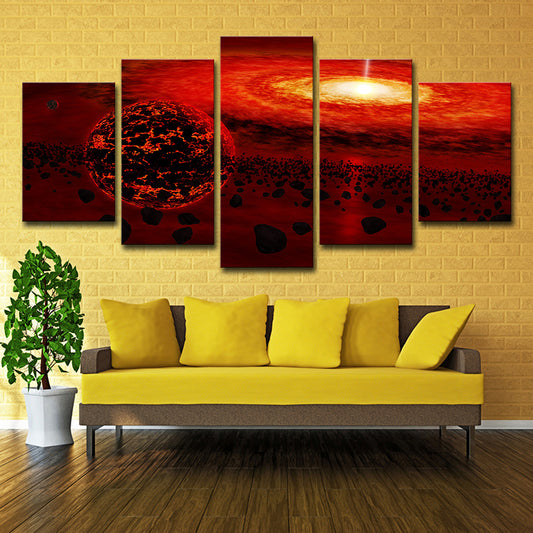 Red Universe Landscape Wall Art Decor Multi-Piece Canvas Print for Teenage Bedroom Clearhalo 'Art Gallery' 'Canvas Art' 'Kids' Arts' 1708587