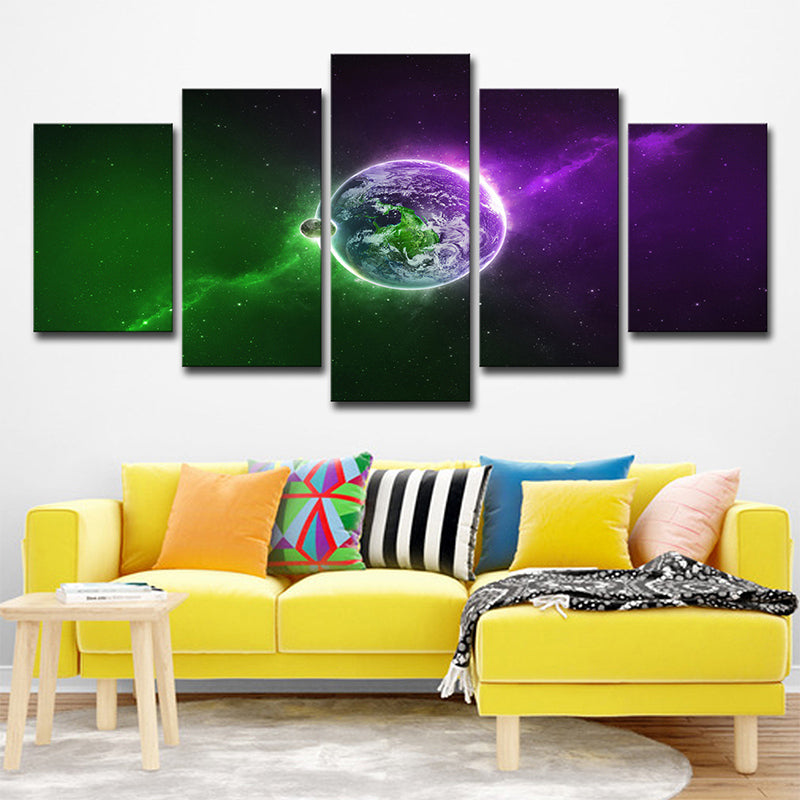 Wall Art Print Purple Galaxy and Planet Earth, Gifts & Merchandise
