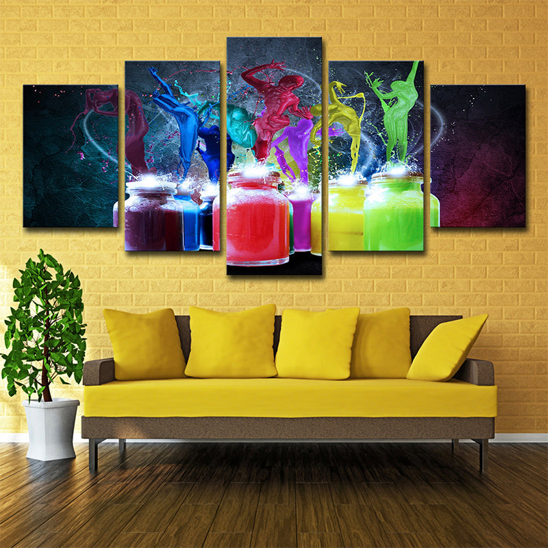 Modern Creative Dance Canvas Art Blue and Red Paint Boxes Wall Decor for Living Room Clearhalo 'Art Gallery' 'Canvas Art' 'Contemporary Art Gallery' 'Modern' Arts' 1708647