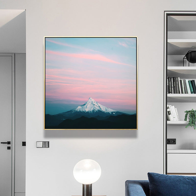 Pink Mount Fuji Canvas Print Nature Landscape Contemporary Textured Wall Art Pink Clearhalo 'Art Gallery' 'Canvas Art' 'Contemporary Art Gallery' 'Modern' Arts' 1708761