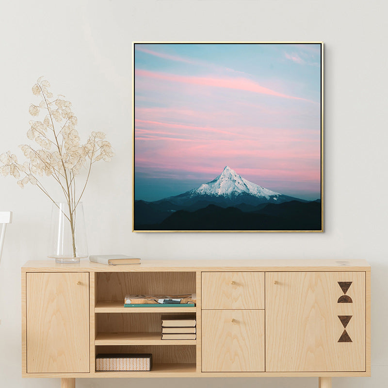 Pink Mount Fuji Canvas Print Nature Landscape Contemporary Textured Wall Art Clearhalo 'Art Gallery' 'Canvas Art' 'Contemporary Art Gallery' 'Modern' Arts' 1708763