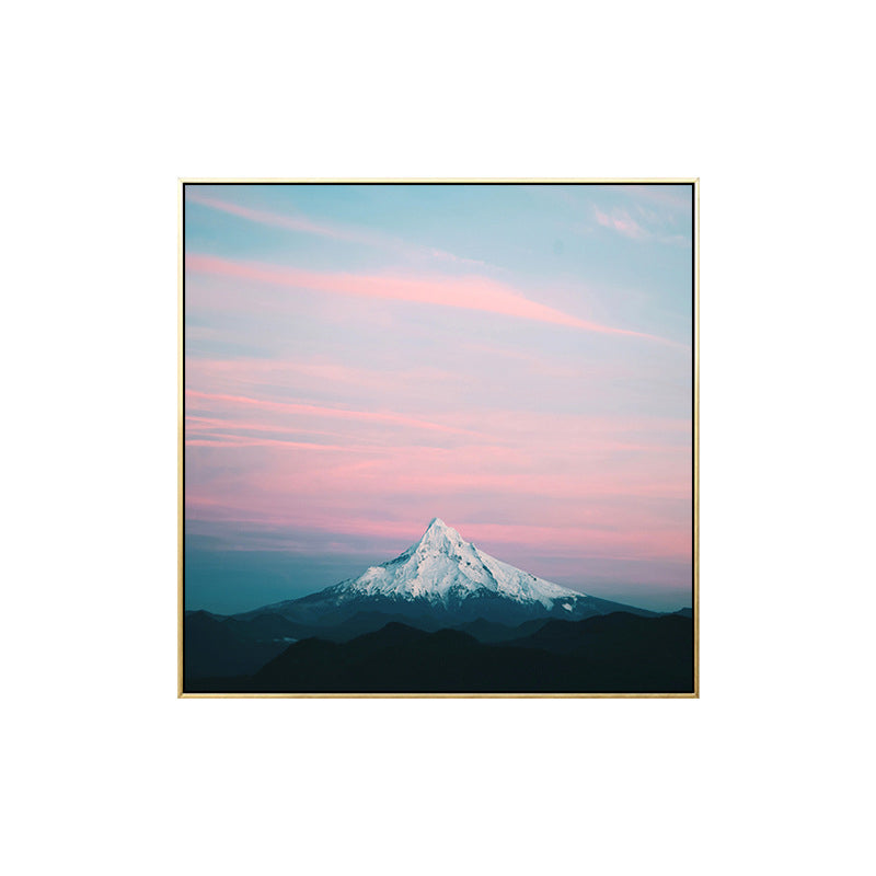 Pink Mount Fuji Canvas Print Nature Landscape Contemporary Textured Wall Art Clearhalo 'Art Gallery' 'Canvas Art' 'Contemporary Art Gallery' 'Modern' Arts' 1708764