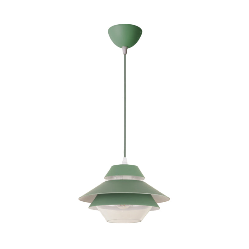 Macaron Stylish Flared Pendant Lighting Metallic 1-Light Living Room Hanging Ceiling Light in Blue/Green Clearhalo 'Ceiling Lights' 'Modern Pendants' 'Modern' 'Pendant Lights' 'Pendants' Lighting' 170878