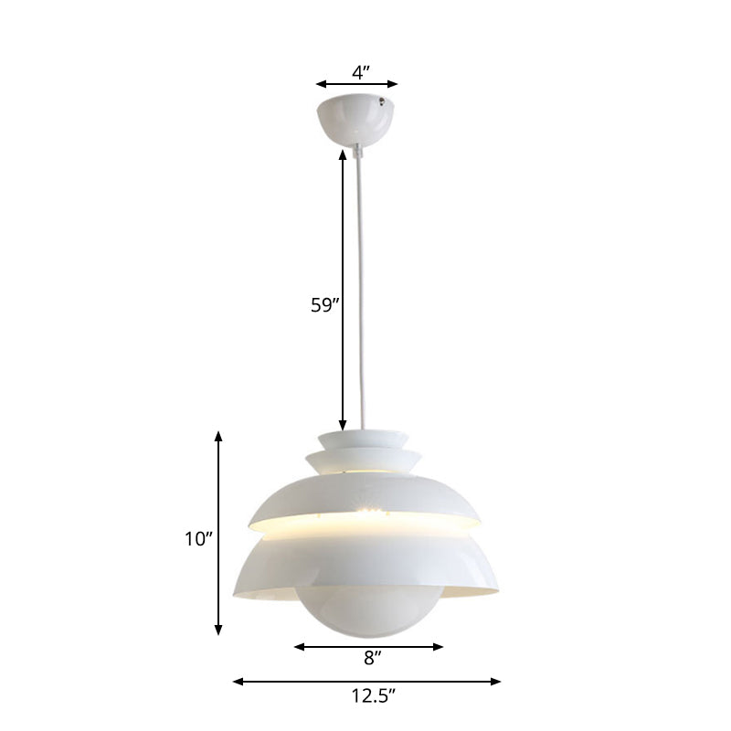 White Tiered Hanging Light Contemporary Style 1-Light Metallic Pendant Lamp with Flared Shade for Restaurant Clearhalo 'Ceiling Lights' 'Modern Pendants' 'Modern' 'Pendant Lights' 'Pendants' Lighting' 170886