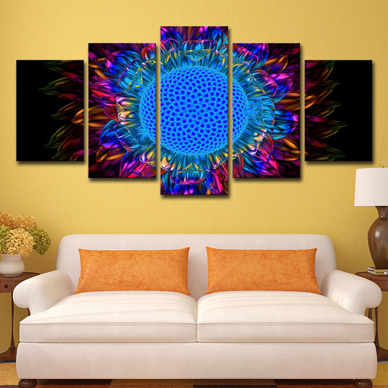 Modern Sunflower Art Print Canvas Multi-Piece Blue Wall Decor for House Interior Clearhalo 'Art Gallery' 'Canvas Art' 'Contemporary Art Gallery' 'Modern' Arts' 1708883