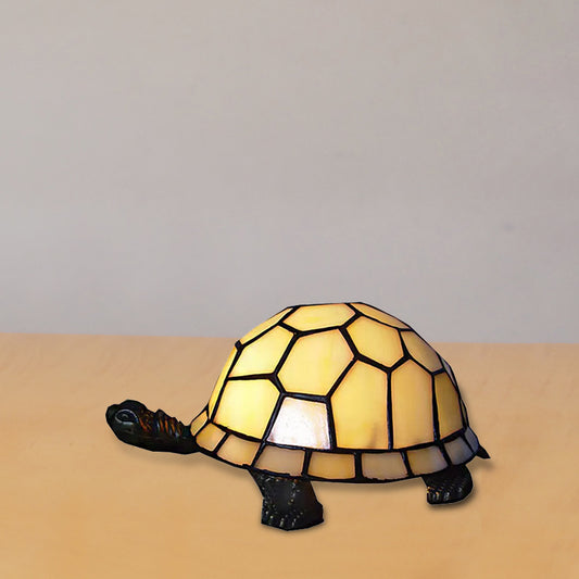 Stained Glass Tortoise Table 1 Light Lighting Tiffany Decorative Indoor Lighting in Beige/Yellow Clearhalo 'Lamps' 'Table Lamps' Lighting' 170888