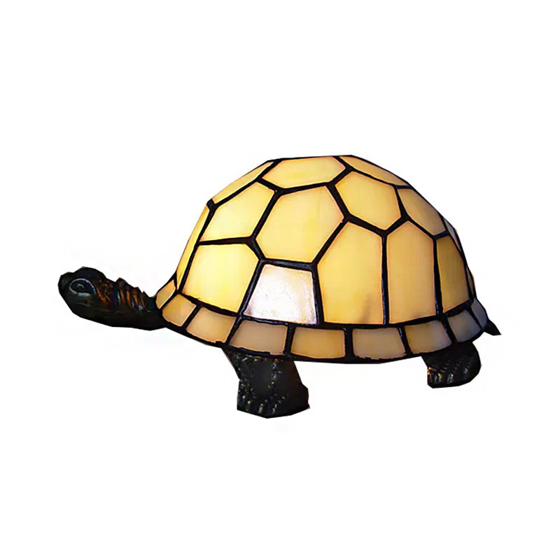 Stained Glass Tortoise Table 1 Light Lighting Tiffany Decorative Indoor Lighting in Beige/Yellow Clearhalo 'Lamps' 'Table Lamps' Lighting' 170889