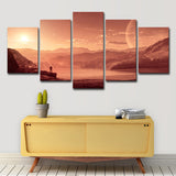 Mars Sunset View Wall Art Dining Room Outer Space View Canvas in Orange for Decor Orange Clearhalo 'Art Gallery' 'Canvas Art' 'Kids' Arts' 1708948