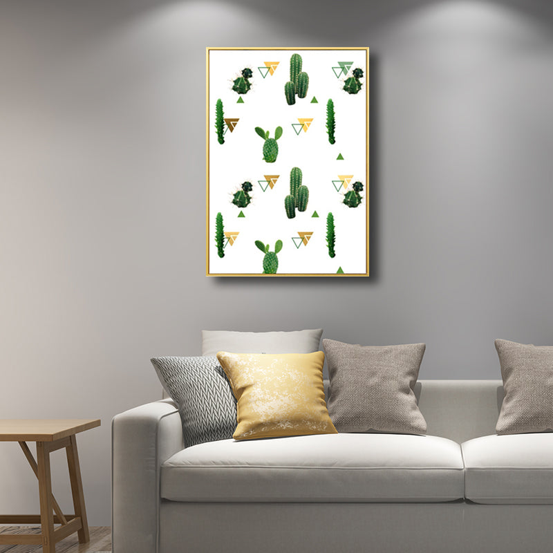 Nordic Style Girls Painting Diversified Cactus in Green Art, Multiple Sizes Available Green Clearhalo 'Arts' 'Canvas Art' 1709105