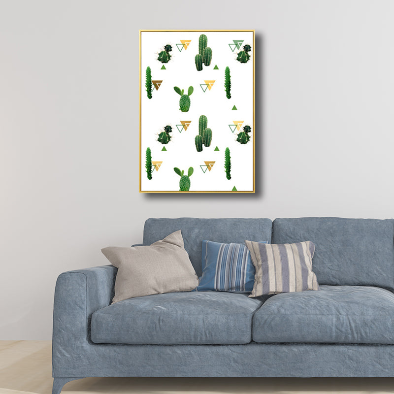 Nordic Style Girls Painting Diversified Cactus in Green Art, Multiple Sizes Available Clearhalo 'Arts' 'Canvas Art' 1709106