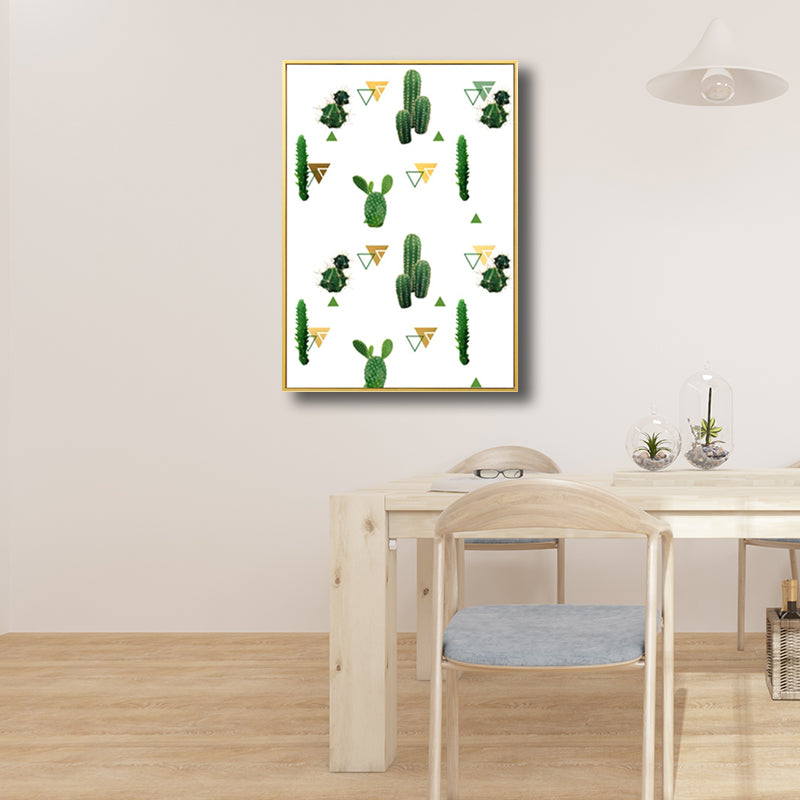 Nordic Style Girls Painting Diversified Cactus in Green Art, Multiple Sizes Available Clearhalo 'Arts' 'Canvas Art' 1709107