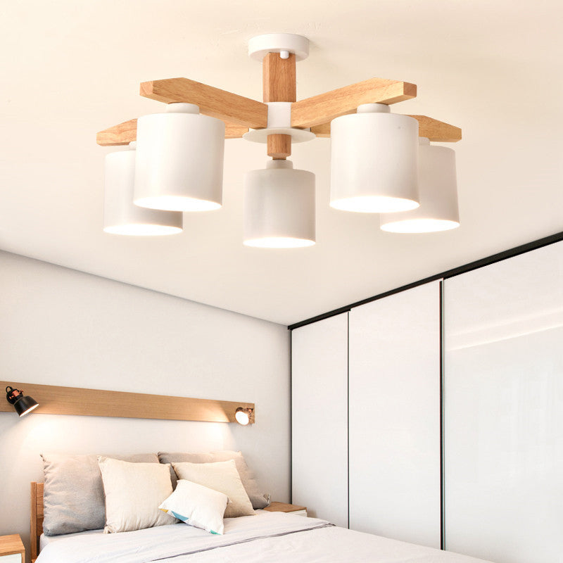 Simple Style Cylinder Semi Flush Mount Light Metal 3/5/6/8 Lights White Ceiling Light for Living Room Clearhalo 'Ceiling Lights' 'Close To Ceiling Lights' 'Close to ceiling' 'Semi-flushmount' Lighting' 170915