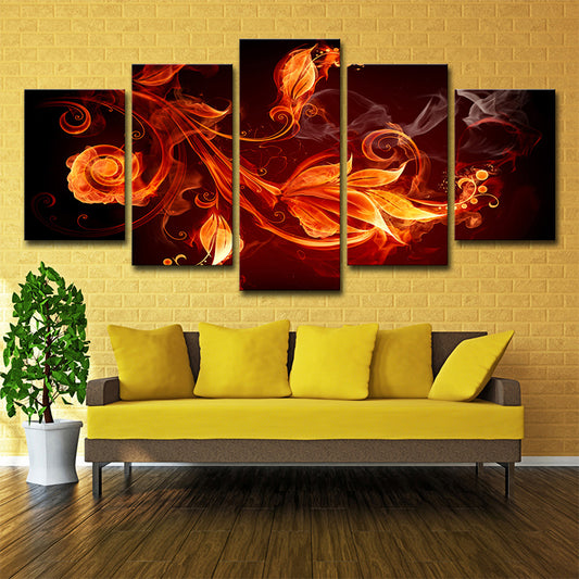Yellow Scroll Flowers Canvas Print Multi-Piece Modern Style Living Room Wall Art Clearhalo 'Art Gallery' 'Canvas Art' 'Contemporary Art Gallery' 'Modern' Arts' 1709195