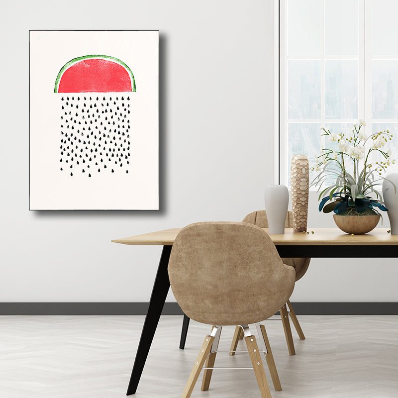 Pink Watermelon Pattern Canvas Textured Wall Art Print for Bedroom, Multiple Sizes Clearhalo 'Arts' 'Canvas Art' 1709333