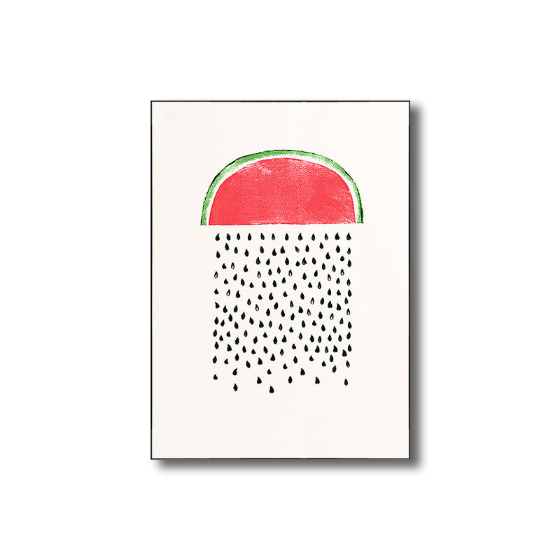 Pink Watermelon Pattern Canvas Textured Wall Art Print for Bedroom, Multiple Sizes Clearhalo 'Arts' 'Canvas Art' 1709335