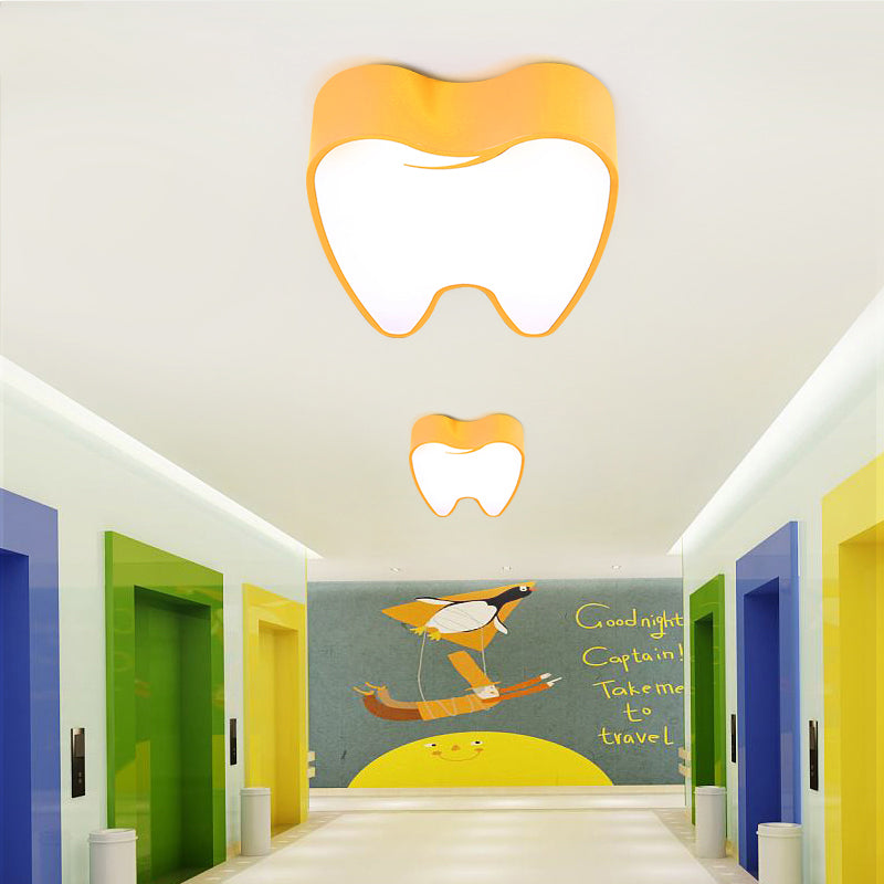 Kids Bedroom Little Tooth Ceiling Lamp Acrylic Modern Style Flush Mount Light Yellow Clearhalo 'Ceiling Lights' 'Close To Ceiling Lights' 'Close to ceiling' 'Flush mount' Lighting' 170939