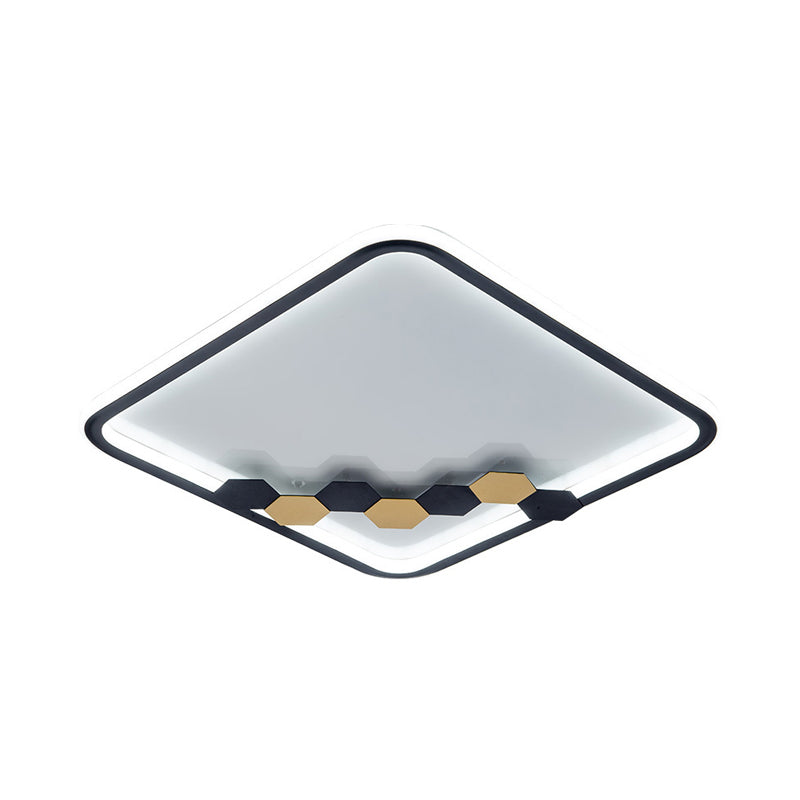 Simple Round/Square Ceiling Flush Acrylic LED Corridor Flush Mount Lamp with Leaf/Geometric Design in Black Clearhalo 'Ceiling Lights' 'Close To Ceiling Lights' 'Close to ceiling' 'Flush mount' Lighting' 1709587