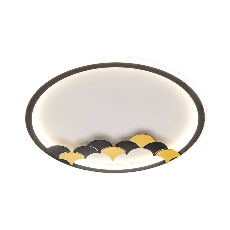 Simple Round/Square Ceiling Flush Acrylic LED Corridor Flush Mount Lamp with Leaf/Geometric Design in Black Clearhalo 'Ceiling Lights' 'Close To Ceiling Lights' 'Close to ceiling' 'Flush mount' Lighting' 1709592