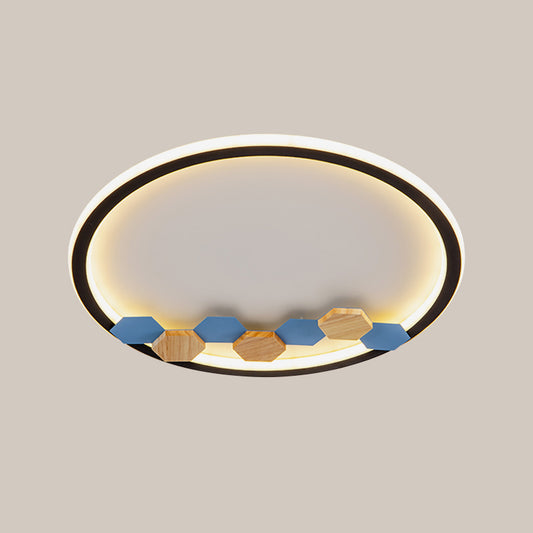 Round/Square Parlor Flush Lamp Acrylic LED Minimalist Ceiling Mounted Light with Leaf/Geometric Deco in Black Clearhalo 'Ceiling Lights' 'Close To Ceiling Lights' 'Close to ceiling' 'Flush mount' Lighting' 1709598