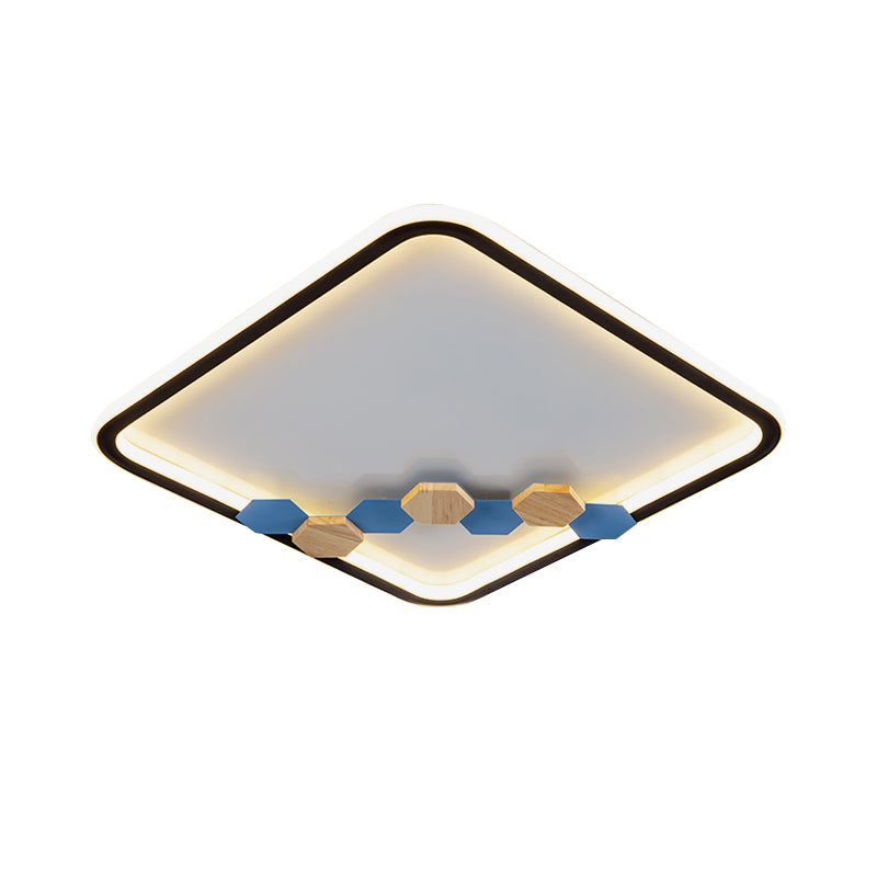 Round/Square Parlor Flush Lamp Acrylic LED Minimalist Ceiling Mounted Light with Leaf/Geometric Deco in Black Clearhalo 'Ceiling Lights' 'Close To Ceiling Lights' 'Close to ceiling' 'Flush mount' Lighting' 1709604