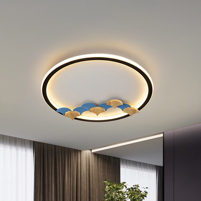 Round/Square Parlor Flush Lamp Acrylic LED Minimalist Ceiling Mounted Light with Leaf/Geometric Deco in Black Clearhalo 'Ceiling Lights' 'Close To Ceiling Lights' 'Close to ceiling' 'Flush mount' Lighting' 1709607