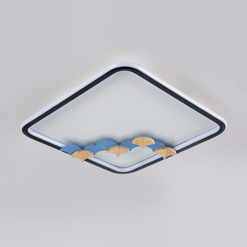 Round/Square Parlor Flush Lamp Acrylic LED Minimalist Ceiling Mounted Light with Leaf/Geometric Deco in Black Clearhalo 'Ceiling Lights' 'Close To Ceiling Lights' 'Close to ceiling' 'Flush mount' Lighting' 1709612