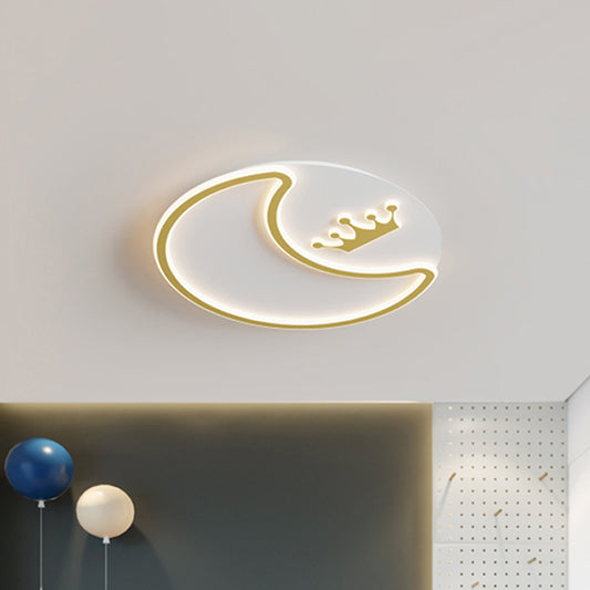 Modernist LED Ceiling Fixture Gold Crescent and Crown Flush Mount Light with Acrylic Shade Gold Clearhalo 'Ceiling Lights' 'Close To Ceiling Lights' 'Close to ceiling' 'Flush mount' Lighting' 1709614