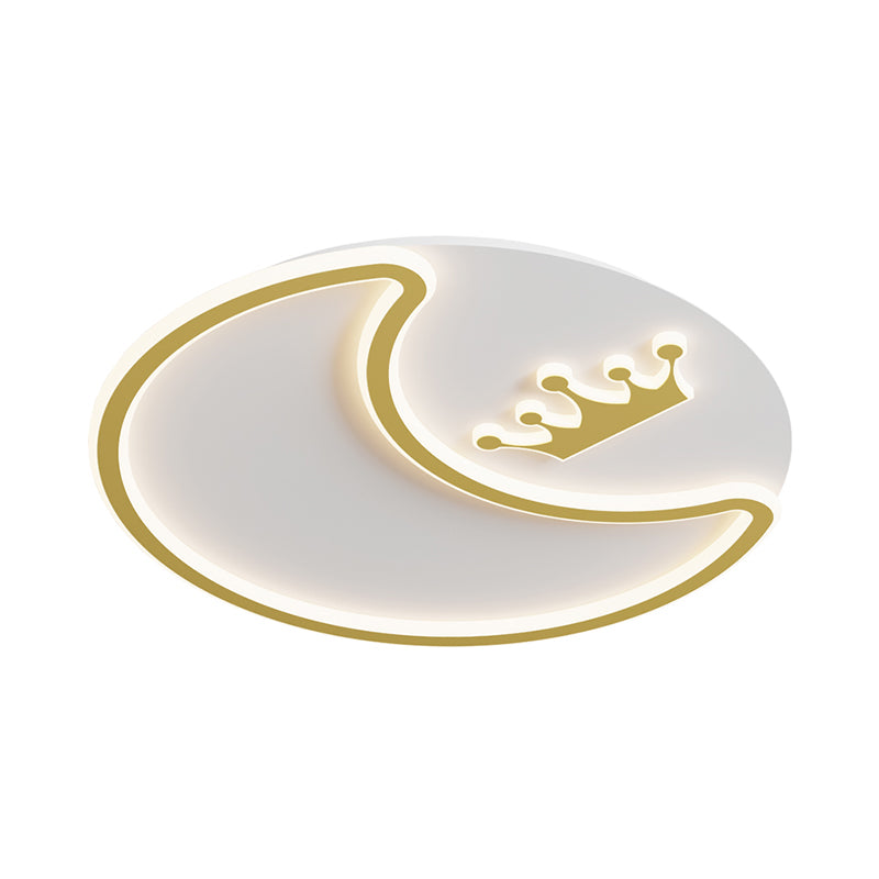 Modernist LED Ceiling Fixture Gold Crescent and Crown Flush Mount Light with Acrylic Shade Clearhalo 'Ceiling Lights' 'Close To Ceiling Lights' 'Close to ceiling' 'Flush mount' Lighting' 1709616