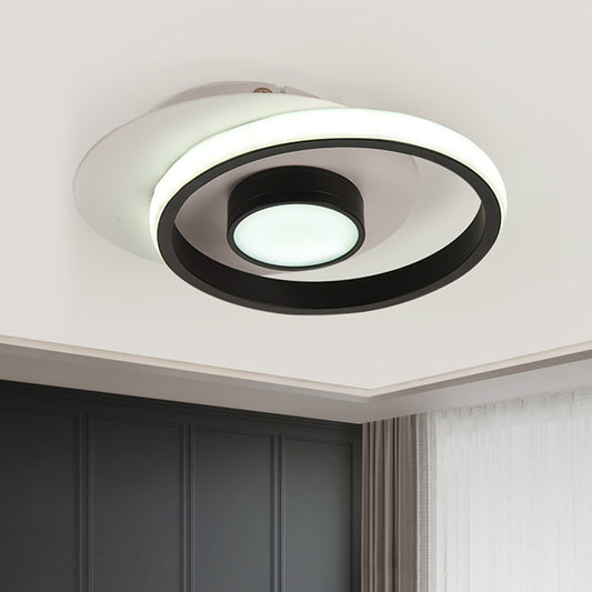 Ring Flush Mount Lamp Modernist Metallic Gold/Black-White LED Flushmount Light for Corridor, Warm/White Light Black-White Clearhalo 'Ceiling Lights' 'Close To Ceiling Lights' 'Close to ceiling' 'Flush mount' Lighting' 1709622