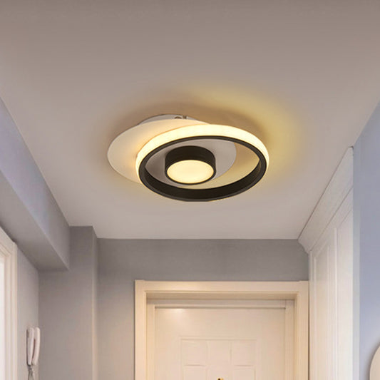 Ring Flush Mount Lamp Modernist Metallic Gold/Black-White LED Flushmount Light for Corridor, Warm/White Light Clearhalo 'Ceiling Lights' 'Close To Ceiling Lights' 'Close to ceiling' 'Flush mount' Lighting' 1709623