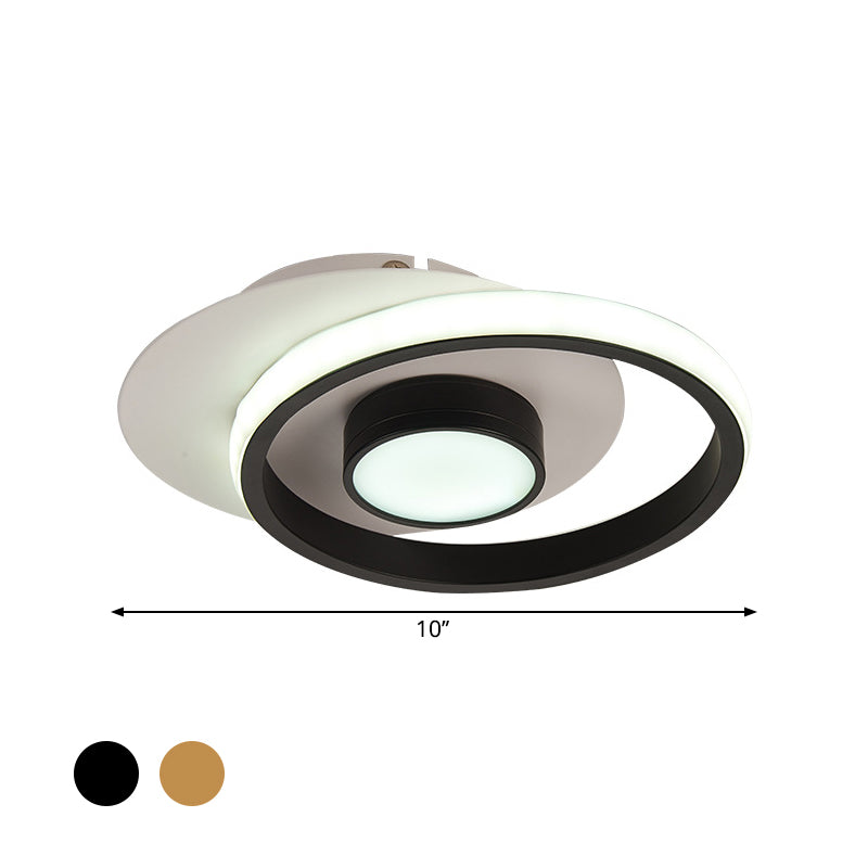 Ring Flush Mount Lamp Modernist Metallic Gold/Black-White LED Flushmount Light for Corridor, Warm/White Light Clearhalo 'Ceiling Lights' 'Close To Ceiling Lights' 'Close to ceiling' 'Flush mount' Lighting' 1709625