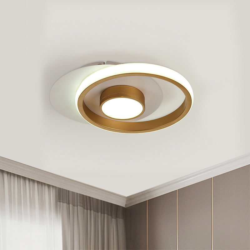 Ring Flush Mount Lamp Modernist Metallic Gold/Black-White LED Flushmount Light for Corridor, Warm/White Light Gold Clearhalo 'Ceiling Lights' 'Close To Ceiling Lights' 'Close to ceiling' 'Flush mount' Lighting' 1709626