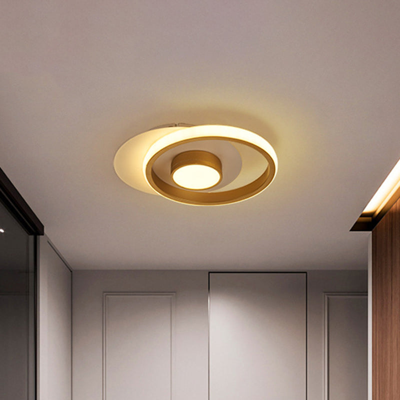 Ring Flush Mount Lamp Modernist Metallic Gold/Black-White LED Flushmount Light for Corridor, Warm/White Light Clearhalo 'Ceiling Lights' 'Close To Ceiling Lights' 'Close to ceiling' 'Flush mount' Lighting' 1709627