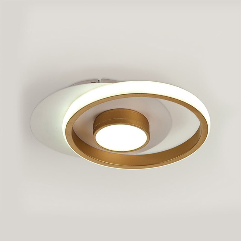 Ring Flush Mount Lamp Modernist Metallic Gold/Black-White LED Flushmount Light for Corridor, Warm/White Light Clearhalo 'Ceiling Lights' 'Close To Ceiling Lights' 'Close to ceiling' 'Flush mount' Lighting' 1709629