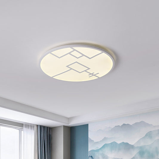 Modernist Round Ceiling Mounted Light Metal Living Room LED Flush Mount Fixture in Black/White with Geometric Pattern Clearhalo 'Ceiling Lights' 'Close To Ceiling Lights' 'Close to ceiling' 'Flush mount' Lighting' 1709635