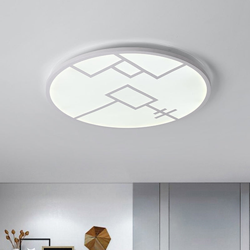 Modernist Round Ceiling Mounted Light Metal Living Room LED Flush Mount Fixture in Black/White with Geometric Pattern Clearhalo 'Ceiling Lights' 'Close To Ceiling Lights' 'Close to ceiling' 'Flush mount' Lighting' 1709636