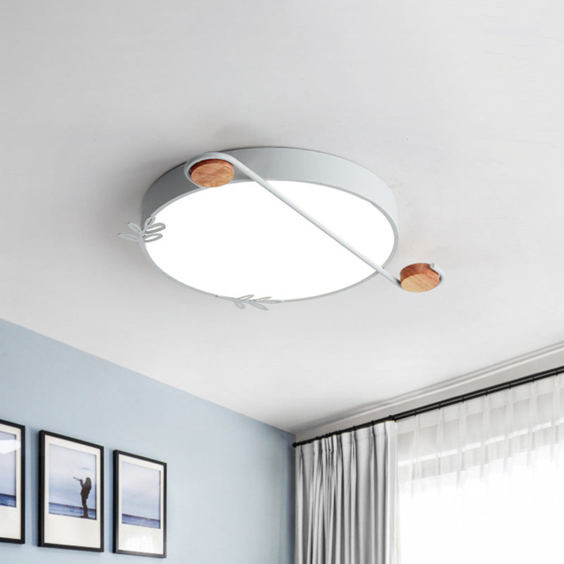 16"/19.5" Wide Drum Metallic Flushmount Lighting Simple Black/Grey/White LED Ceiling Light Fixture for Bedroom Clearhalo 'Ceiling Lights' 'Close To Ceiling Lights' 'Close to ceiling' 'Flush mount' Lighting' 1709657