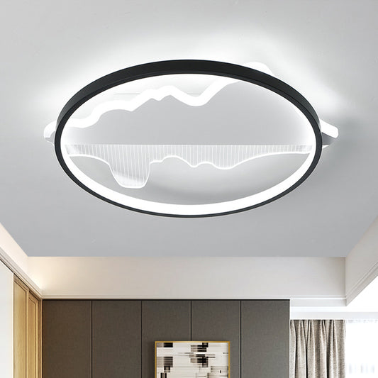 Black/White Round Flush Ceiling Light Contemporary LED Metal Flush Mount Lamp in Warm/White Light, 9.5"/16.5"/20.5" Width Black Clearhalo 'Ceiling Lights' 'Close To Ceiling Lights' 'Close to ceiling' 'Flush mount' Lighting' 1709660