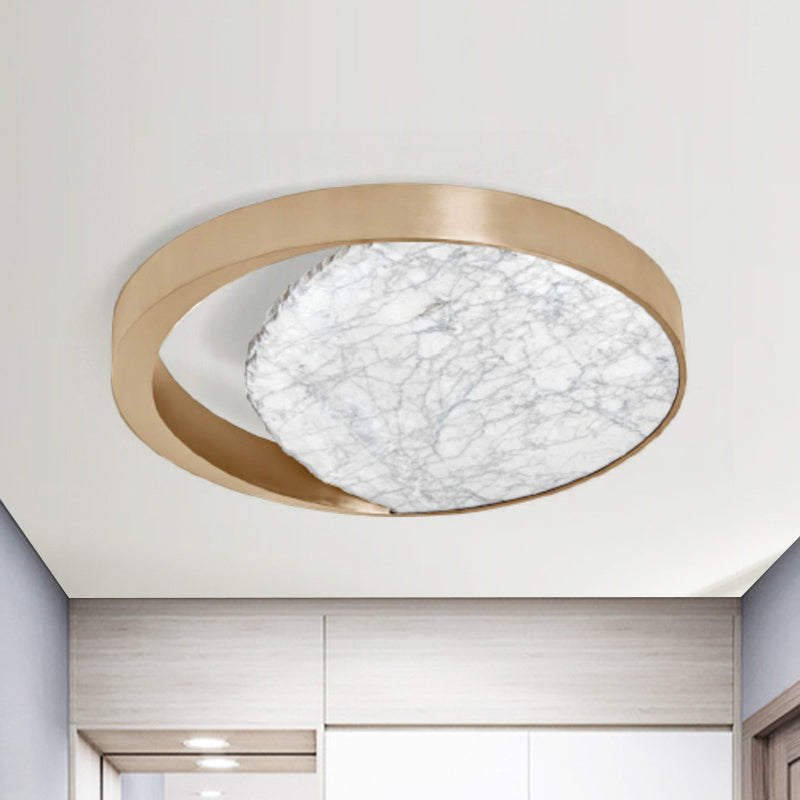 Round Flush Light Fixture Simplicity Metallic Gold LED Flush Mount Lighting with Marble Design for Balcony Gold Clearhalo 'Ceiling Lights' 'Close To Ceiling Lights' 'Close to ceiling' 'Flush mount' Lighting' 1709670