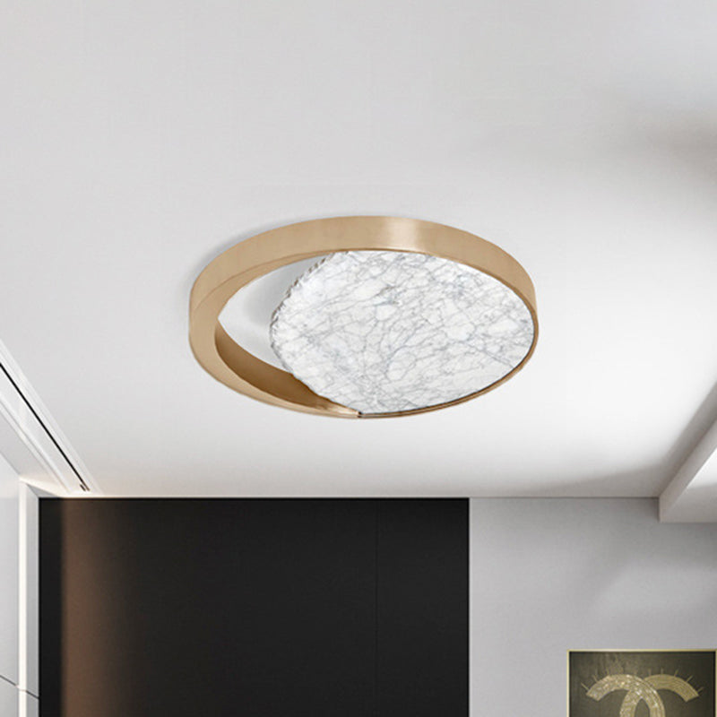 Round Flush Light Fixture Simplicity Metallic Gold LED Flush Mount Lighting with Marble Design for Balcony Clearhalo 'Ceiling Lights' 'Close To Ceiling Lights' 'Close to ceiling' 'Flush mount' Lighting' 1709671