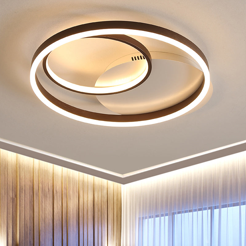 Halo Ring Flush Mount Contemporary Metallic Gold/Coffee LED Ceiling Light Fixture in Warm/White Light, 18/21.5 Inch Width Coffee Clearhalo 'Ceiling Lights' 'Close To Ceiling Lights' 'Close to ceiling' 'Flush mount' Lighting' 1709679