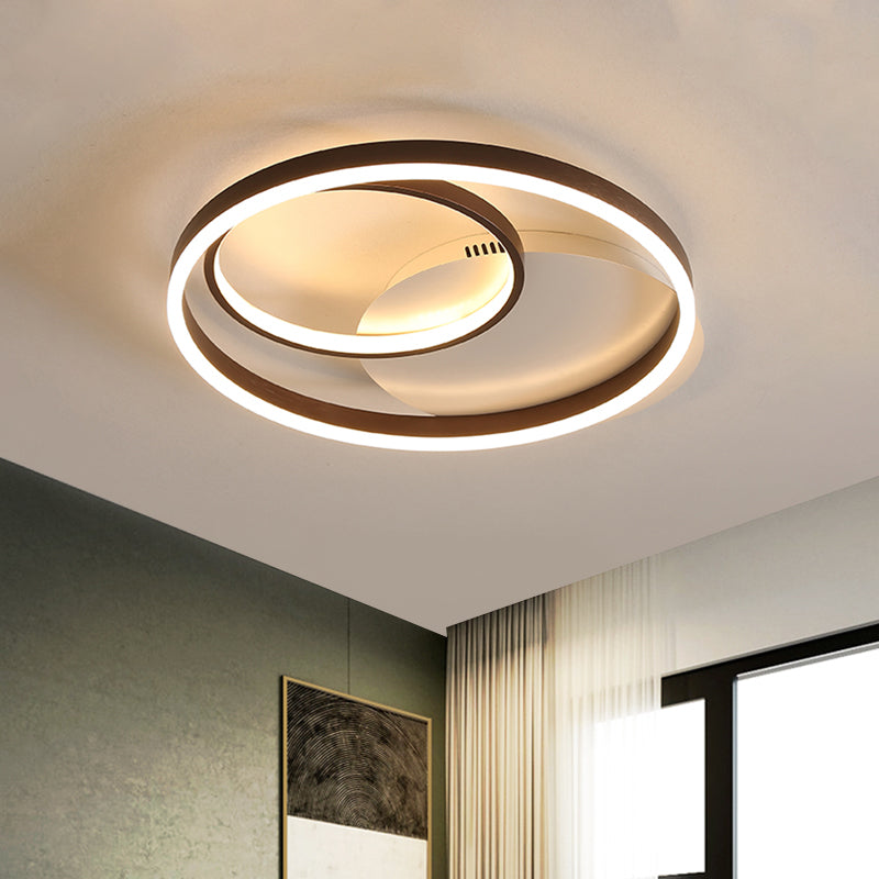 Halo Ring Flush Mount Contemporary Metallic Gold/Coffee LED Ceiling Light Fixture in Warm/White Light, 18/21.5 Inch Width Clearhalo 'Ceiling Lights' 'Close To Ceiling Lights' 'Close to ceiling' 'Flush mount' Lighting' 1709680