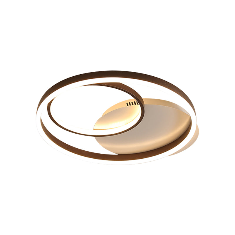 Halo Ring Flush Mount Contemporary Metallic Gold/Coffee LED Ceiling Light Fixture in Warm/White Light, 18/21.5 Inch Width Clearhalo 'Ceiling Lights' 'Close To Ceiling Lights' 'Close to ceiling' 'Flush mount' Lighting' 1709681