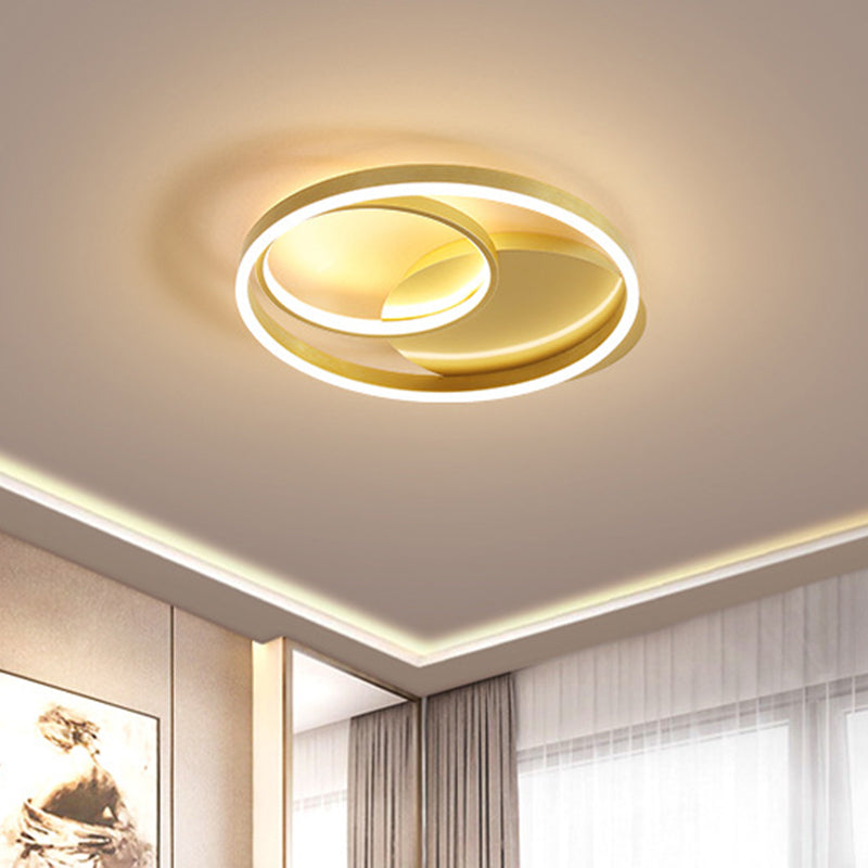 Halo Ring Flush Mount Contemporary Metallic Gold/Coffee LED Ceiling Light Fixture in Warm/White Light, 18/21.5 Inch Width Clearhalo 'Ceiling Lights' 'Close To Ceiling Lights' 'Close to ceiling' 'Flush mount' Lighting' 1709685