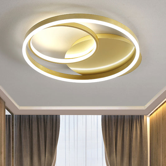 Halo Ring Flush Mount Contemporary Metallic Gold/Coffee LED Ceiling Light Fixture in Warm/White Light, 18/21.5 Inch Width Clearhalo 'Ceiling Lights' 'Close To Ceiling Lights' 'Close to ceiling' 'Flush mount' Lighting' 1709686