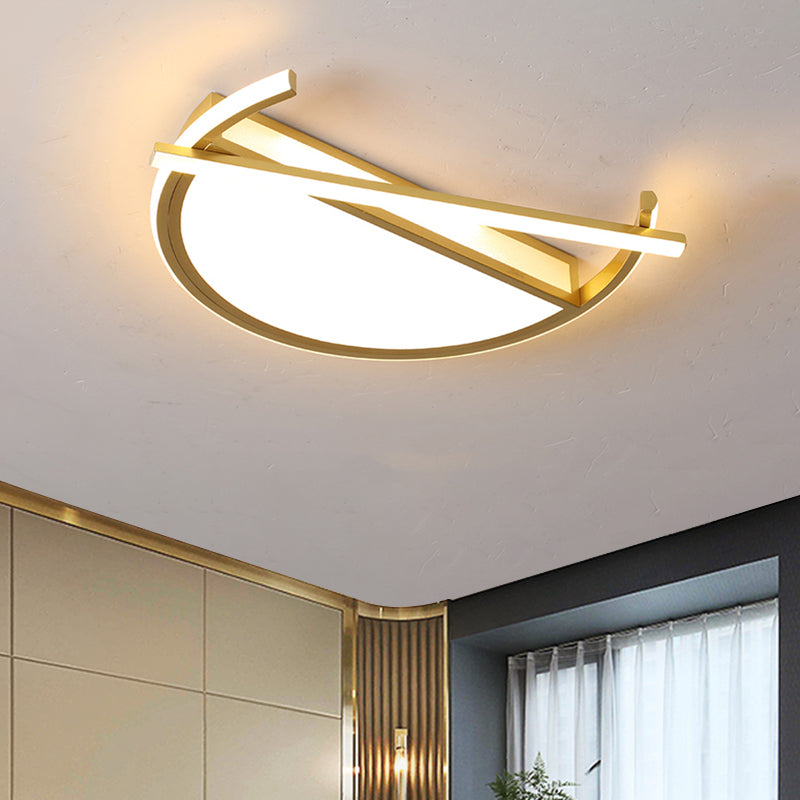 18"/21.5" Wide Geometric Flush Mount Fixture Contemporary Metal LED Parlor Flush Ceiling Light in Black/Gold Gold Clearhalo 'Ceiling Lights' 'Close To Ceiling Lights' 'Close to ceiling' 'Flush mount' Lighting' 1709693